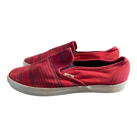 VANS Coastal Slip On Low Profile Red & Navy Striped Sneakers Men Size 11.5 - Picture 4 of 12